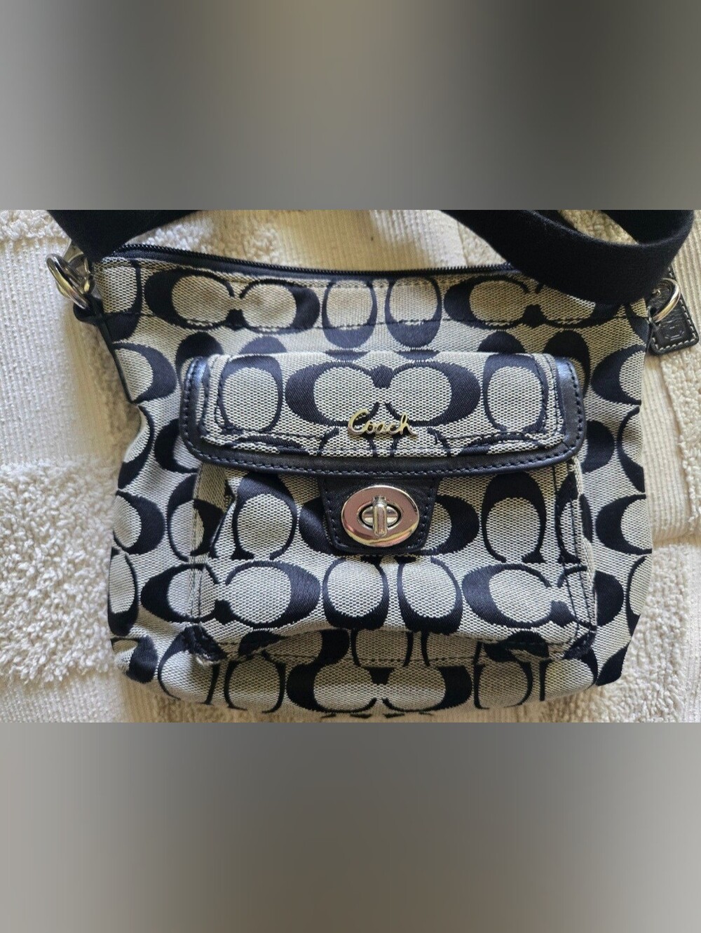 Vintage Black and Grey Coach Crossbody Purse
